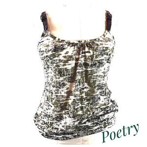 POETRY Camouflage Knit Tank Top Size S Faux Leather Straps Outdoors Summer